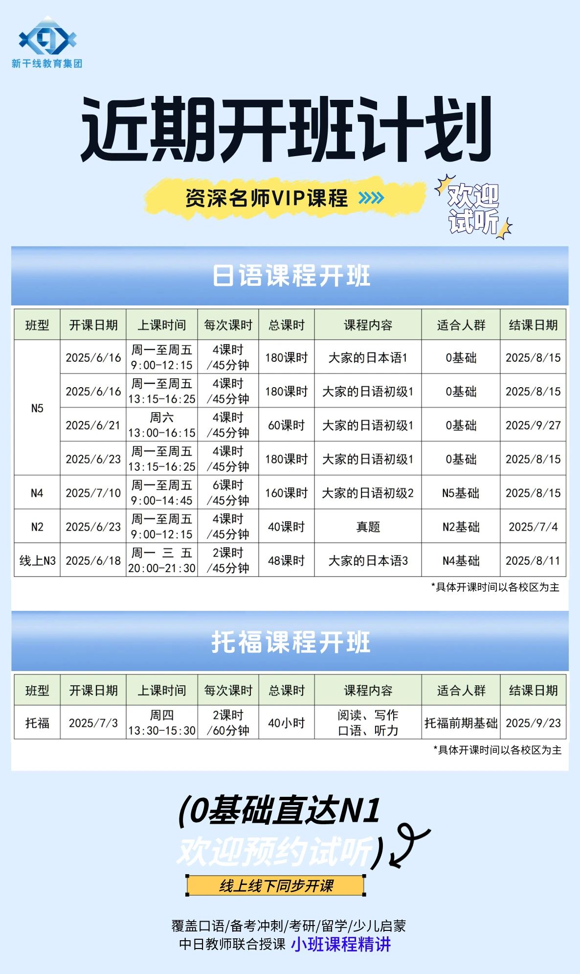 日语暑假班预告|新干线日语课程6/7/8月全新开班!零基础-N1全阶覆